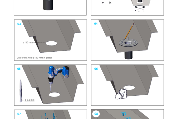 Akasison gutter outlet L/XL75 clamp flange for metal gutter - code 747808